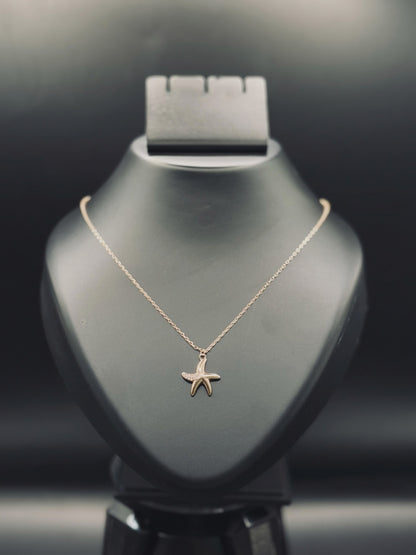 Rose Gold-Plated Silver Starfish Necklace — Ocean-Inspired Elegance