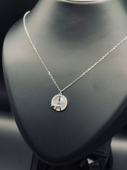 Sparkling Silver Eiffel Tower Charm Necklace — Parisian Romance TISA Silver Elegance