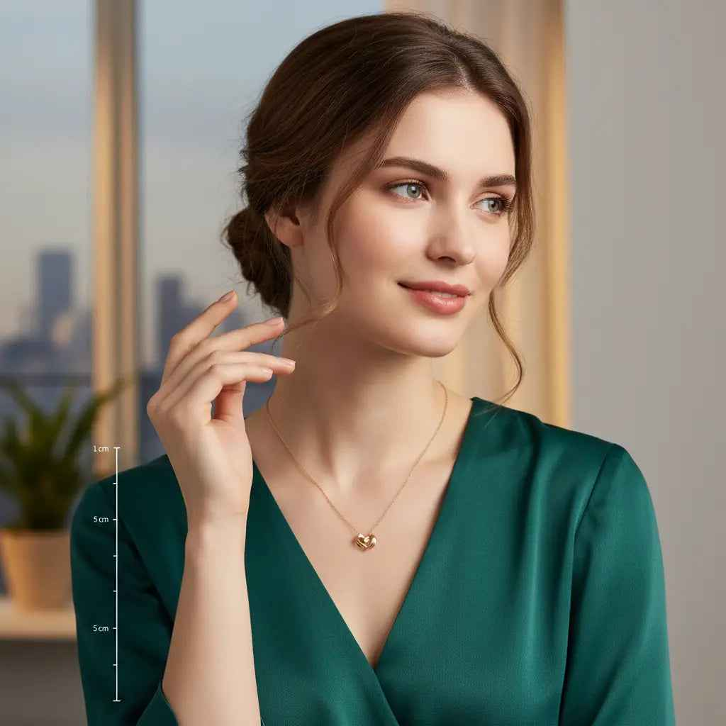 Rose Gold-Plated Angel Wings Heart Pendant Necklace with Cubic Zirconia