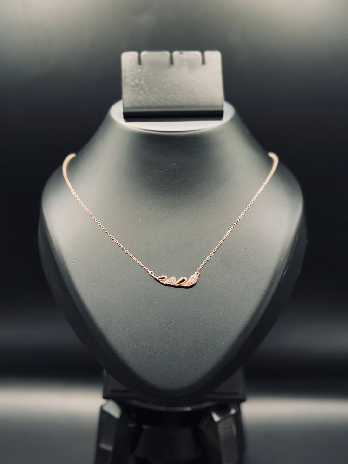 Rose Gold-Plated Curved Bar Necklace — Minimal Modern Elegance TISA Silver Elegance