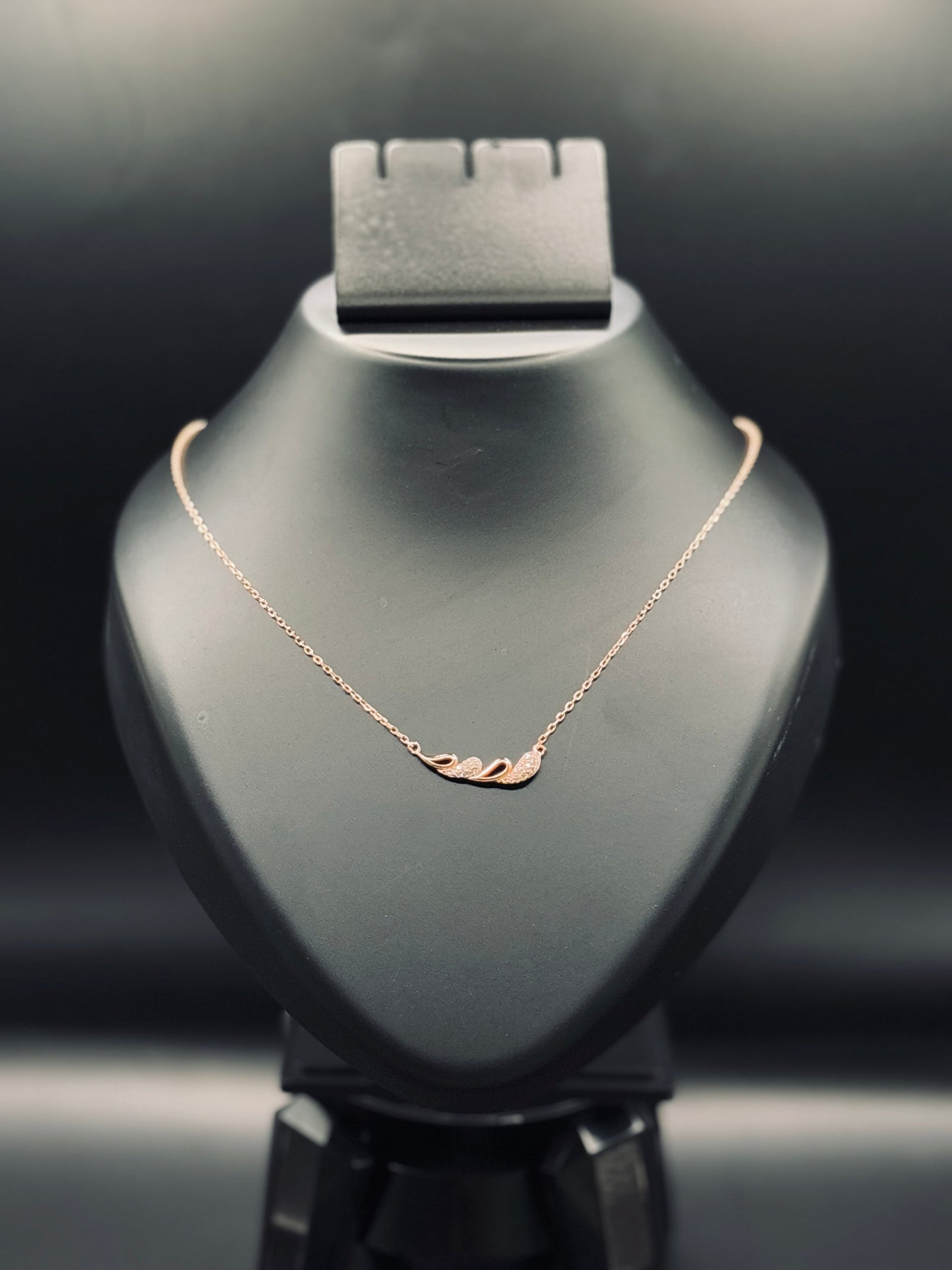 Rose Gold-Plated Curved Bar Necklace — Minimal Modern Elegance TISA Silver Elegance
