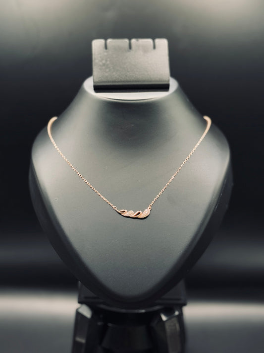 Rose Gold-Plated Curved Bar Necklace — Minimal Modern Elegance TISA Silver Elegance