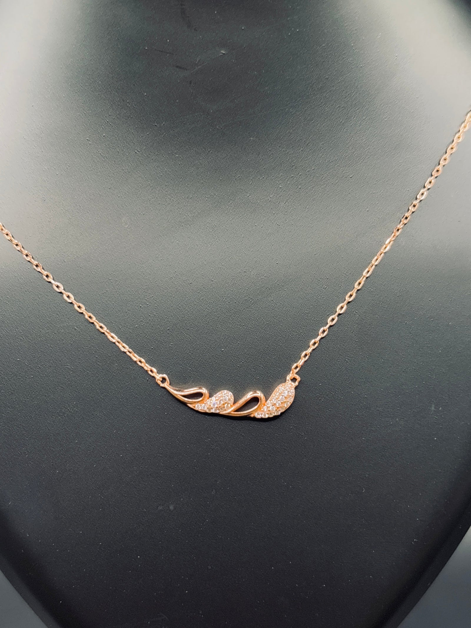 Rose Gold-Plated Curved Bar Necklace — Minimal Modern Elegance TISA Silver Elegance