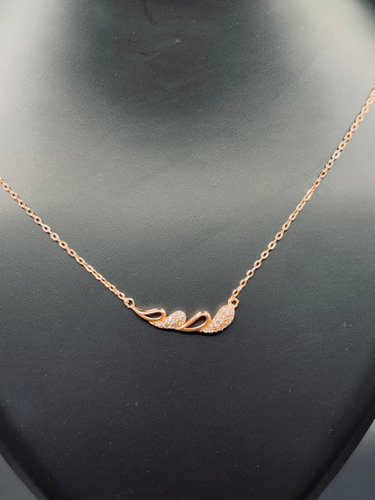 Rose Gold-Plated Curved Bar Necklace — Minimal Modern Elegance TISA Silver Elegance