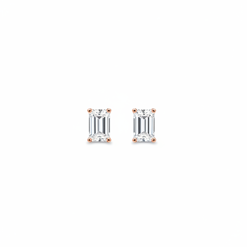 Rose Gold Moissanite Stud For Men TISA Silver Elegance