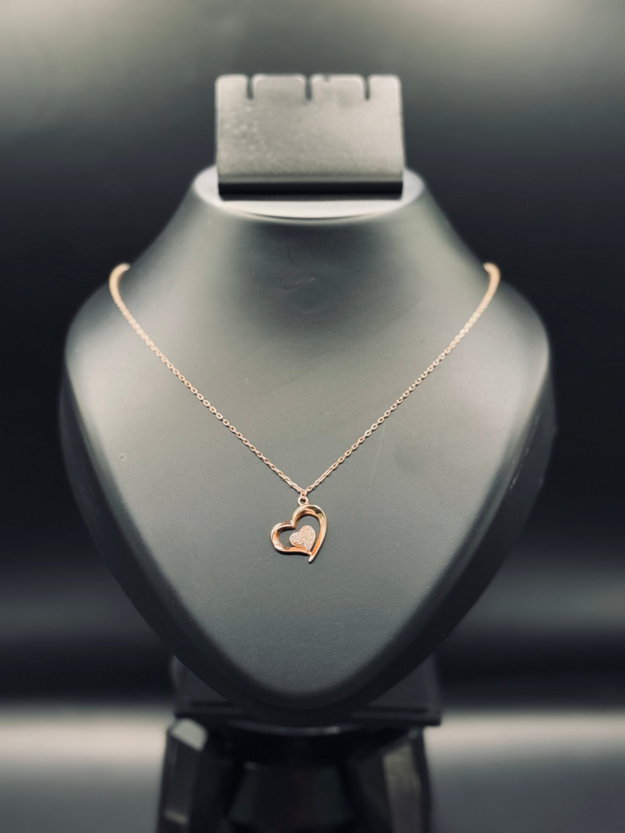 Sterling Silver Double-Heart Pendant Necklace with Cubic Zirconia — Forever Together TISA Silver Elegance