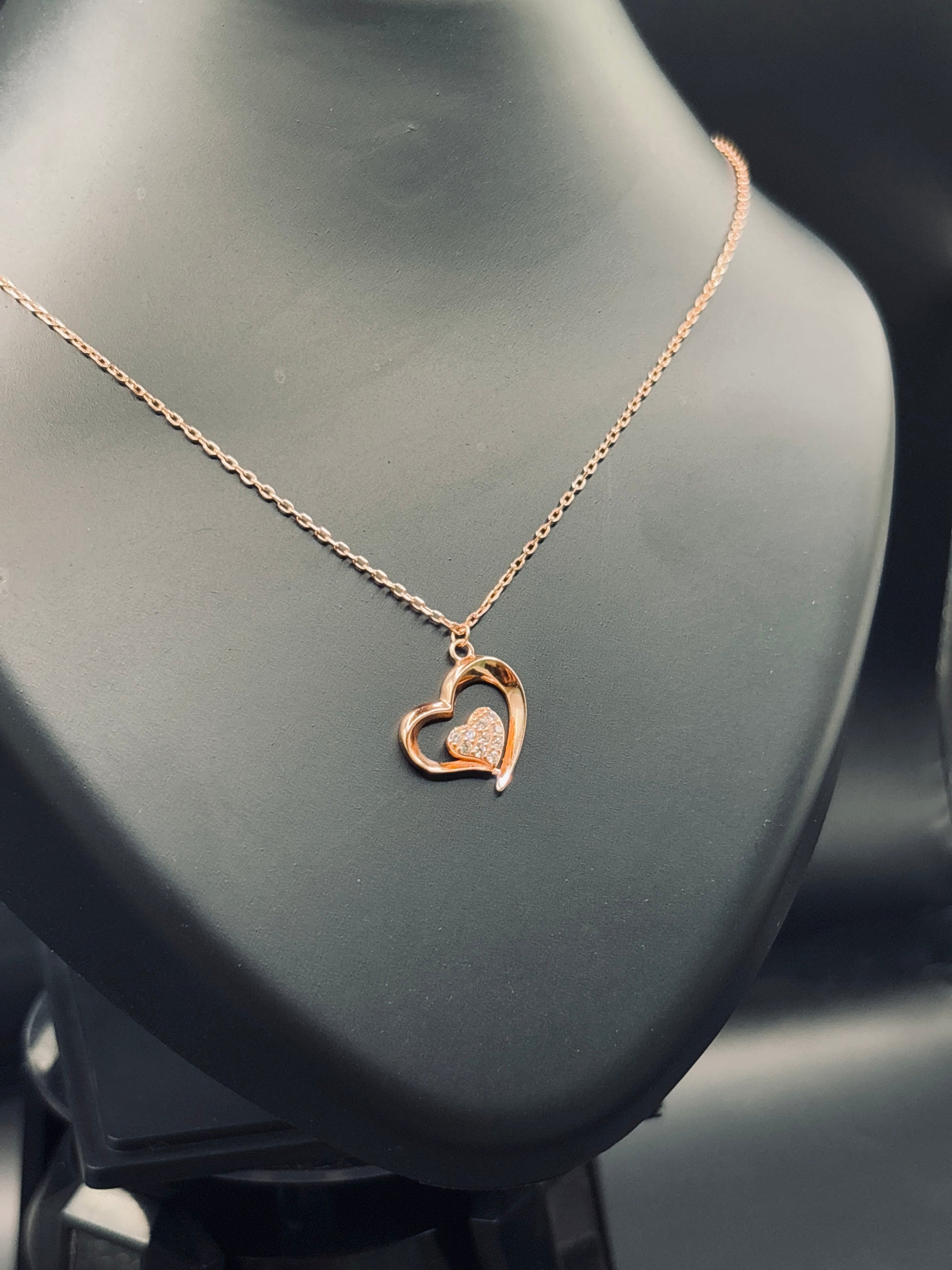 Sterling Silver Double-Heart Pendant Necklace with Cubic Zirconia — Forever Together TISA Silver Elegance