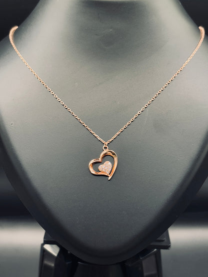 Sterling Silver Double-Heart Pendant Necklace with Cubic Zirconia — Forever Together TISA Silver Elegance