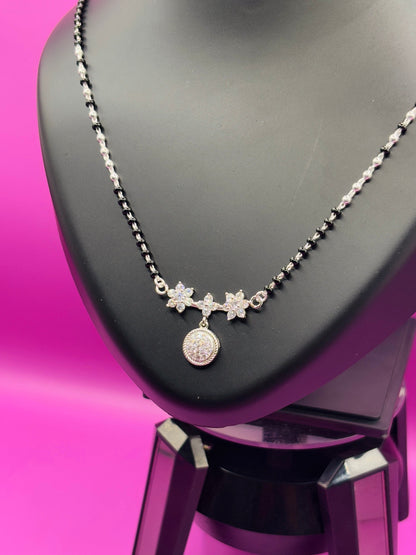 Sterling Silver Mangalsutra with Floral Pendant — Eternal Bloom TISA Silver Elegance
